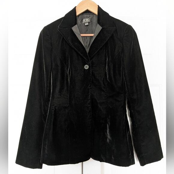 BCBGMaxAzria Black Velvet Blazer Size 2 - Picture 1 of 9